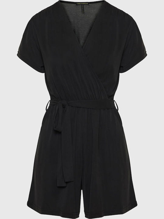 Women's Short Sleeve One-piece Shorts Monochrome, Black