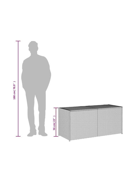 vidaXL Μπαούλο Αποθήκευσης Εξωτερικού Χώρου Rattan 283lt Μαύρο Μ120xΠ50xΥ56εκ.