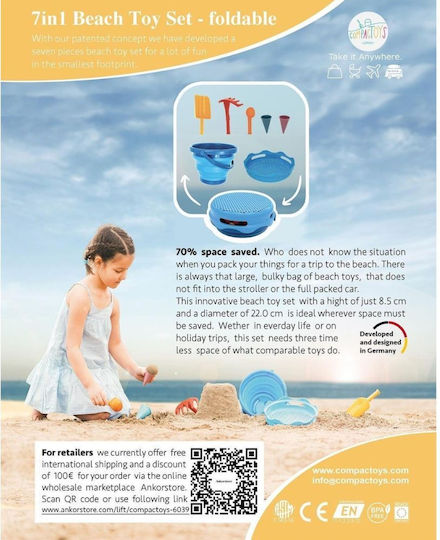 Compactoys Beach Bucket Set with Accessories made of Plastic 7pcs
