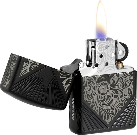 Zippo Sammlbares Feuerzeug Flamme in Schwarz Farbe