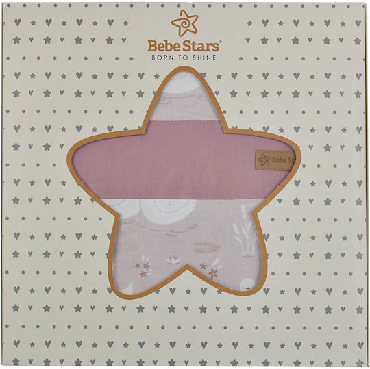 Bebe Stars Σετ Βρεφικά Σεντόνια Κούνιας Βαμβακερά Stars Ροζ 100x150εκ. 3τμχ