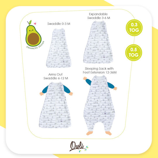 Owli Summer Sleeping Bag Guru 0.3 Tog Gray