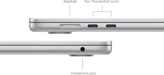Apple MacBook Air 15" (2024) 15.3" IPS Retina Display (M3-8-core/8GB/256GB SSD/GPU cu 10 nuclee) Argint (Tastatură GR)
