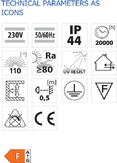 Vivalux Στεγανός Προβολέας LED 20W Ψυχρό Λευκό 6400K IP44