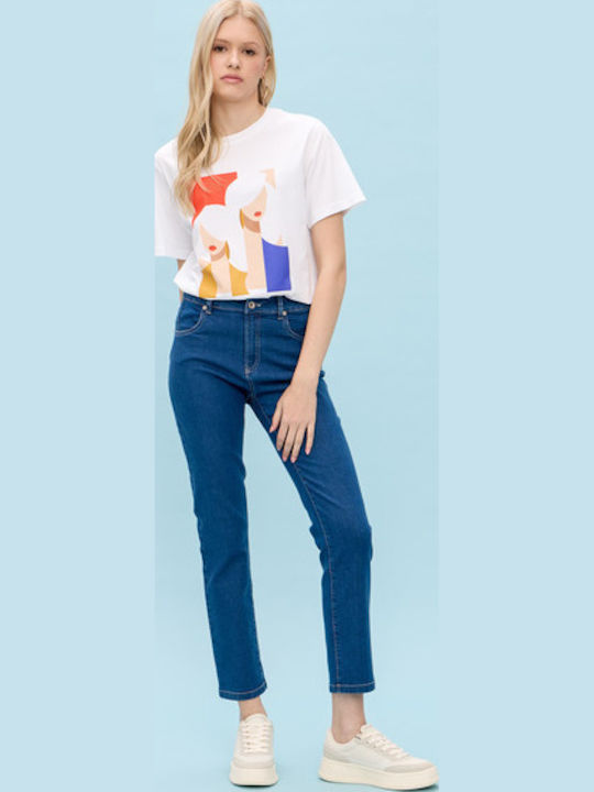 Ψηλόμεσο Γυναικείο Jean Παντελόνι Μπλε Denim