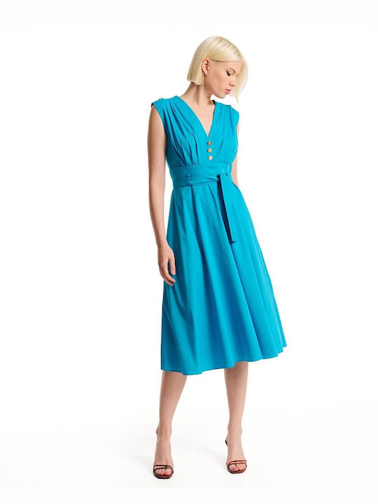 Forel Midi Shirt Dress Dress Turquoise