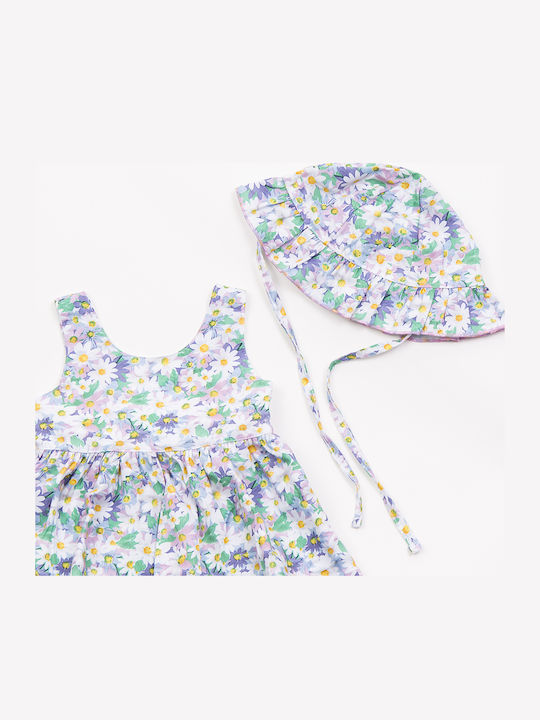 Rochie De Fete Fără Mâneci Floral Set Cu Accesorii Alb