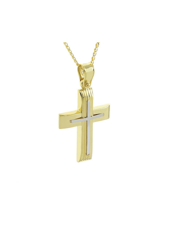 Ioannou24 Herren Gold Kreuz 14K mit Kette