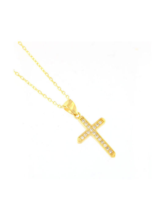 Ios Women's Cross from Gold Plated Silver with Chain