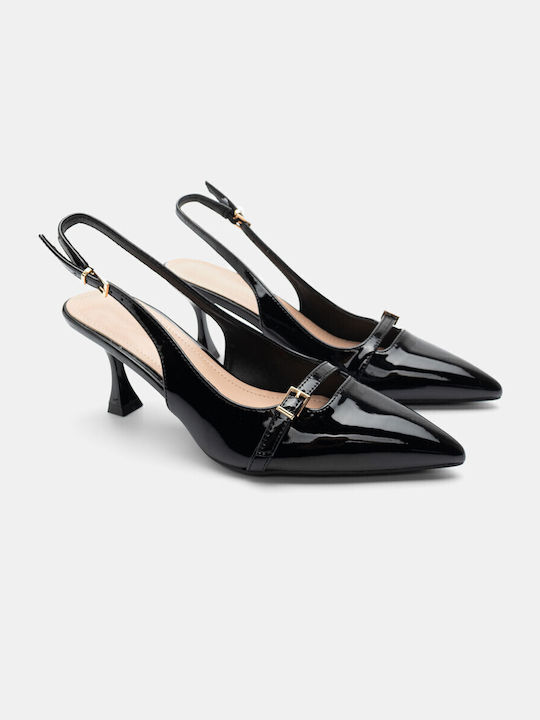 Alta Moda Patent Leather Pointed Toe Black High Heels