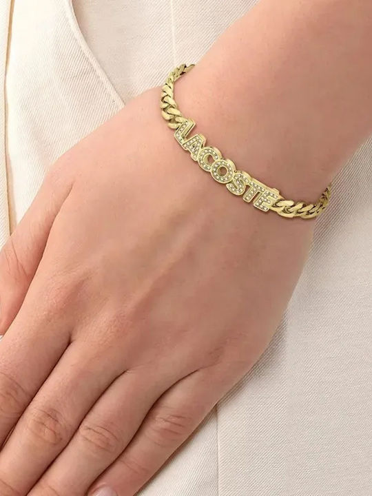 Lacoste Bracelet made of Steel Gold Plated with Zircon