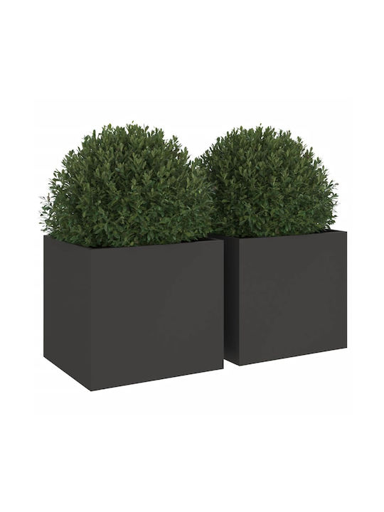 vidaXL Set 2 Jardiniere Plastice Negru