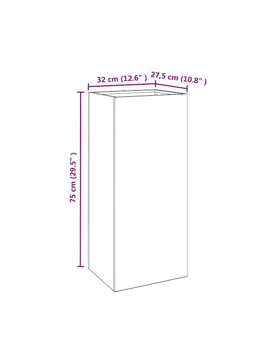 vidaXL Ασημί Ζαρντινιέρα Μεταλλική Ασημι 32x75x27.5εκ.