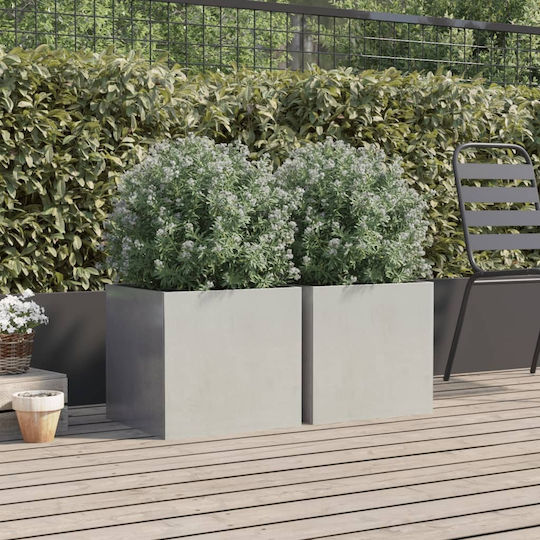 vidaXL Argintiu Set 2 Jardiniere Metalice Silver