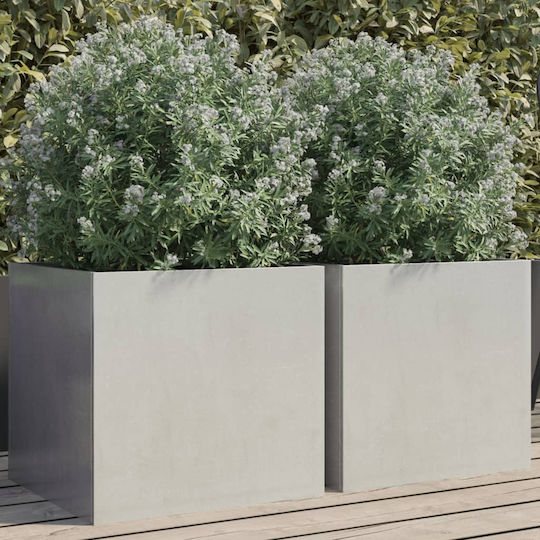 vidaXL Argintiu Set 2 Jardiniere Metalice Silver
