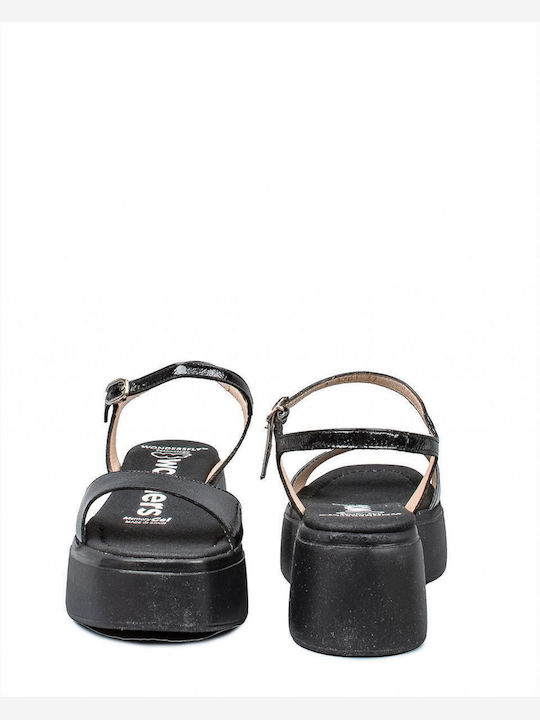 Women's Leather Platform Shoes Black