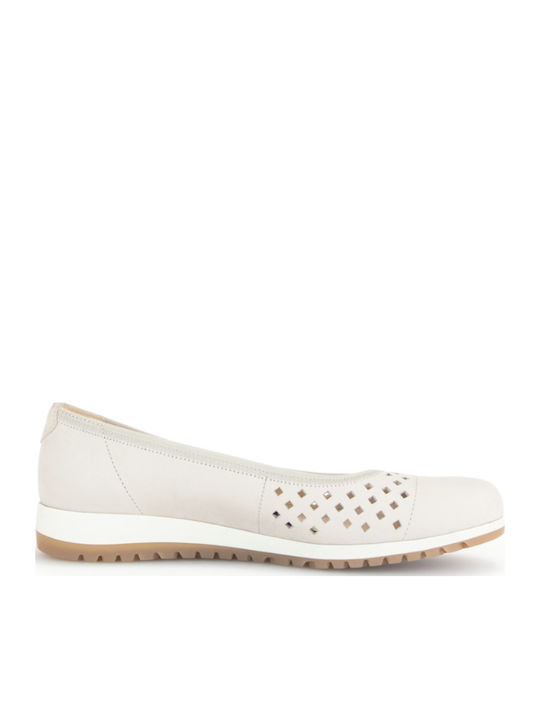 Lederne Damen Ballerinas in Beige Farbe