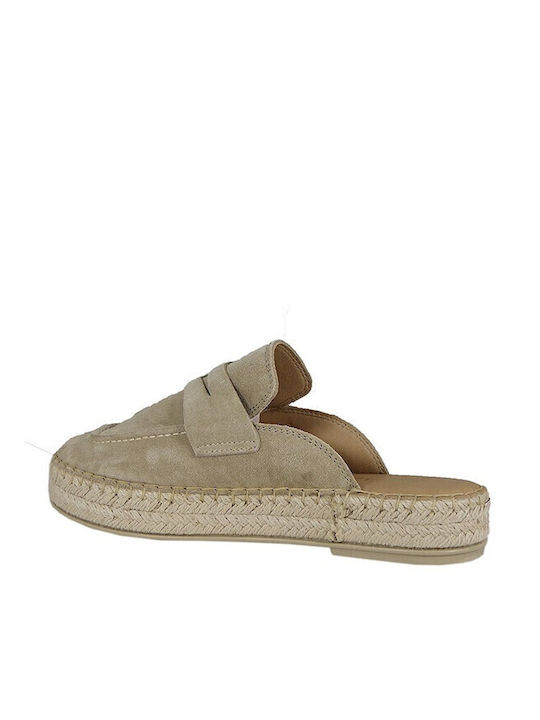 Flat Suede Mules σε Μπεζ Χρώμα