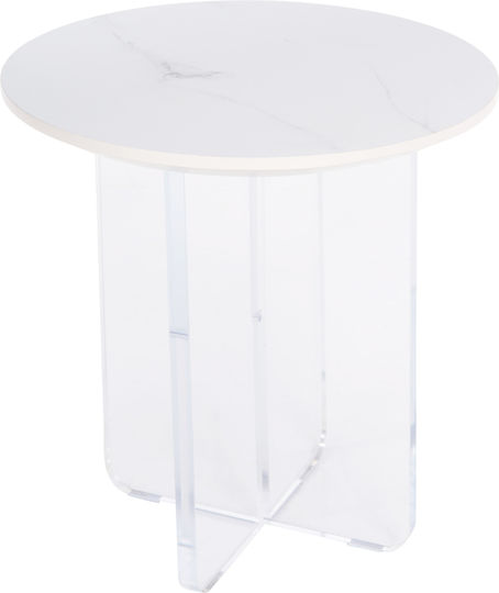 Round Side Table Acrylon Glass White M40xL40xH41cm