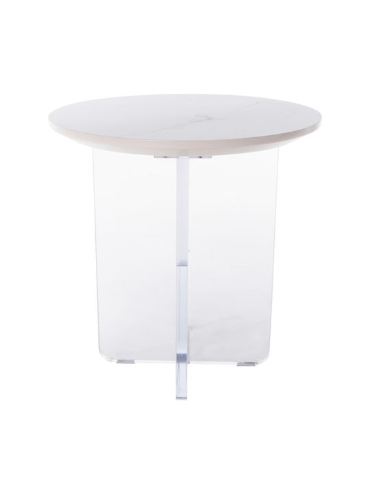 Round Side Table Acrylon Glass White M40xL40xH41cm