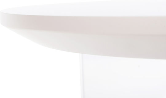 Round Side Table Acrylon Glass White M40xL40xH41cm