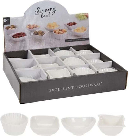 Excellent Houseware Купа за сервиране Овални от порцелан Бял 7.5x7.5бр