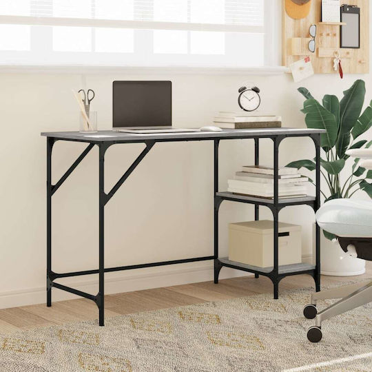 Desk Wooden Gray with Metal Legs 120x50x75cm