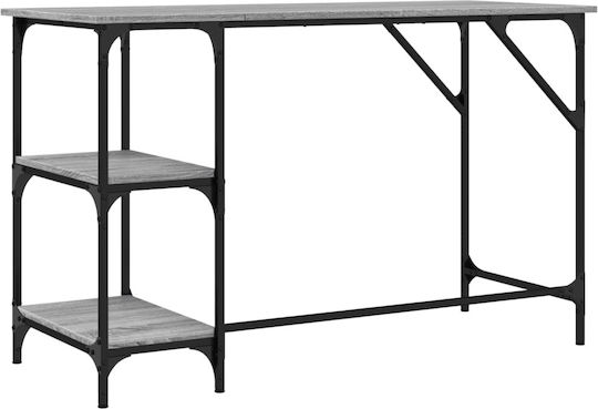 Desk Wooden Gray with Metal Legs 120x50x75cm