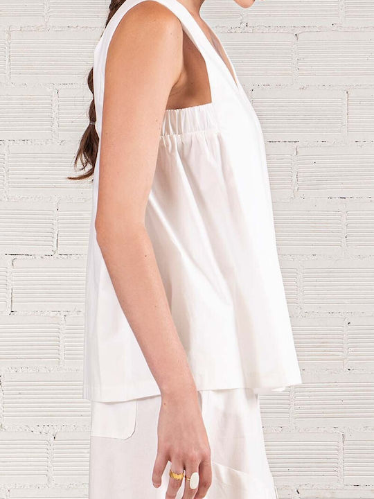 Moutaki Women's Blouse Sleeveless White