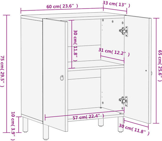 Cabinet de depozitare din metal și lemn L60xW33xH75buc