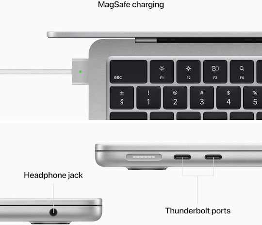 Apple MacBook Air 13.6" (2022) IPS Retina Display (M2-8-Core/8GB/256GB SSD/8-Core GPU) Silver (GR Keyboard)