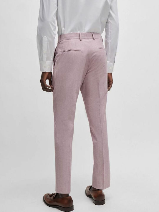 Hugo Boss Pantaloni pentru bărbați De costum cu Croială Slim Roz