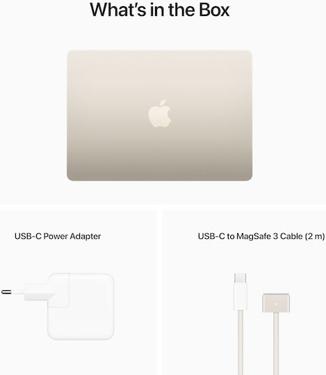 Apple MacBook Air 13.6" (2022) IPS Retina Display (M2-8-Core/8GB/512GB SSD/8-Core GPU) Starlight (GR Keyboard)