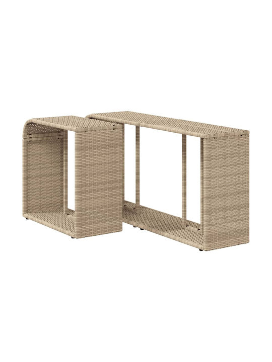 Rechteckiger Beistelltisch aus Bambus Beige 2Stücke M112xT27xH55cm vidaXL