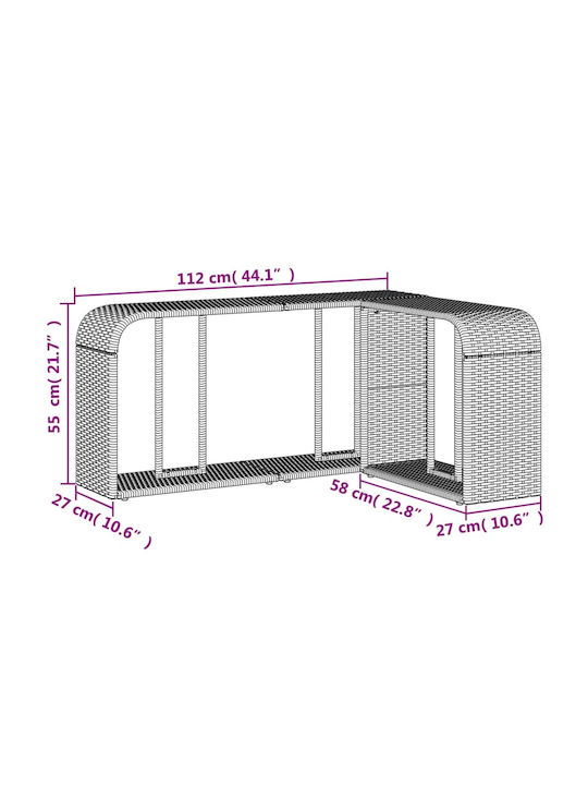 vidaXL Beistelltisch Rechteckig aus Bambus Grau 2 Stück M112xT27xH55cm