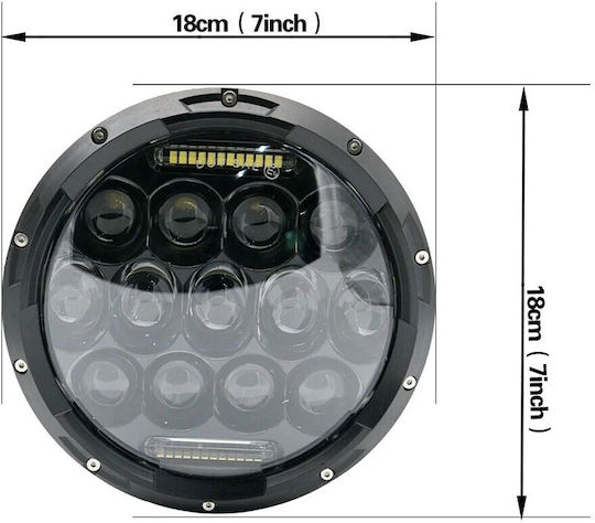 Front Lamp 7" Led Passing, High Beam, Position, Daytime Running Lamp 1 Pc