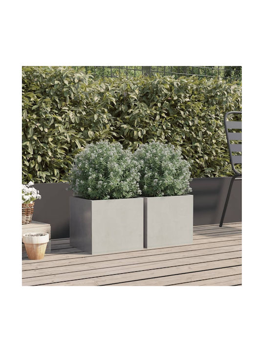 vidaXL Silver Set 2 Planters Metal Silver