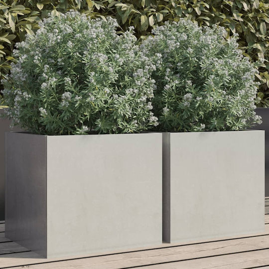 vidaXL Set 2 Metallische Blumenkästen Silber 30cm