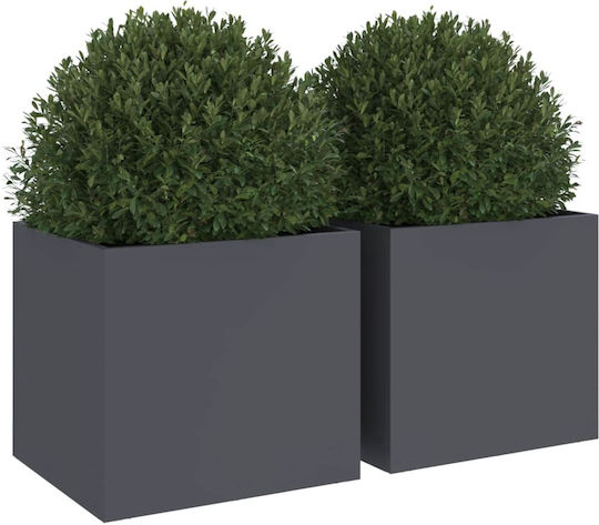 vidaXL Set 2 Jardiniere Din Plastic Antracit 32x29 cm