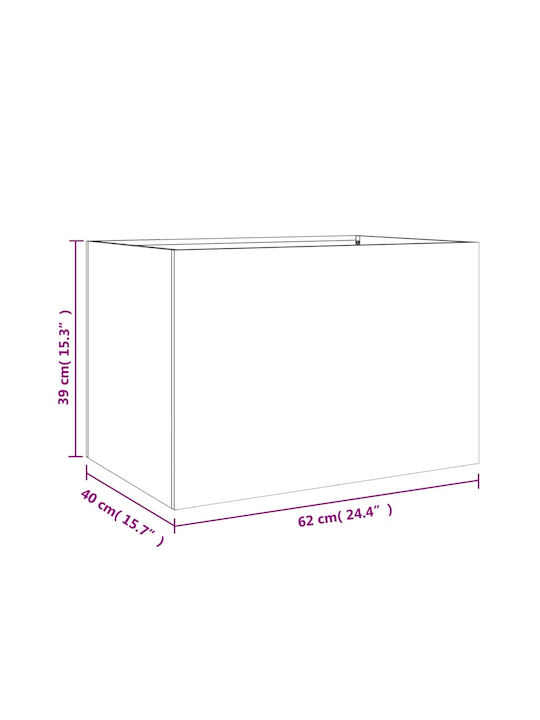 vidaXL Silver Planter Box Metallic Silver 62x39x40cm.