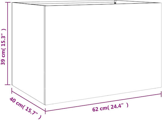 vidaXL Argintiu Planter Box Metal Silver 62x39x40cm.
