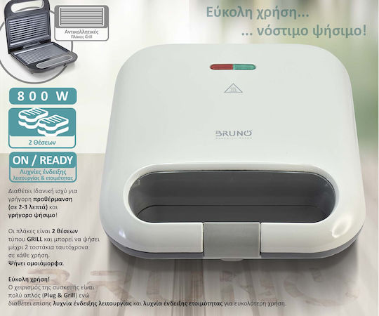 Bruno Sandwichmaker für for 2 Sandwiches Sandwiches 800W Weiß
