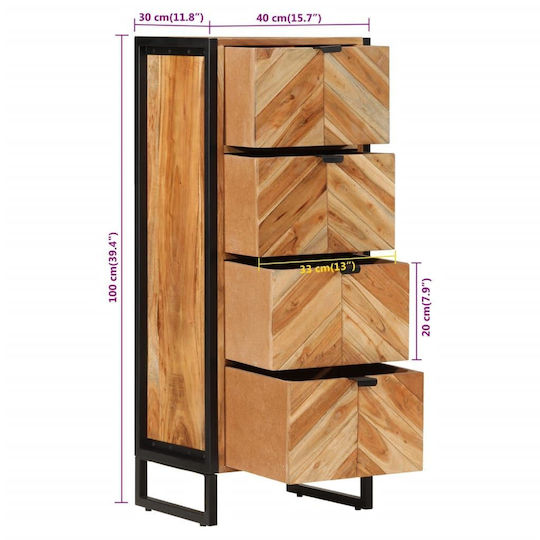 vidaXL Wood Bathroom Cabinet L40xW30xH100cm Brown