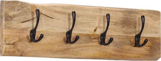 vidaXL Κρεμάστρα Τοίχου Ξύλινη 4 Θέσεων Μπεζ 82x7x22cm