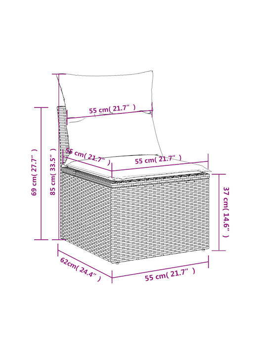Corner Sofa Outdoor Rattan with Chest and Pillows 55x55x37cm