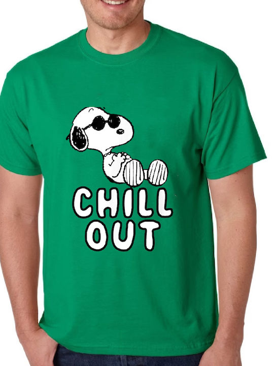 Fruit of the Loom Snoopy Chill Out Original T-shirt Πράσινο Βαμβακερό