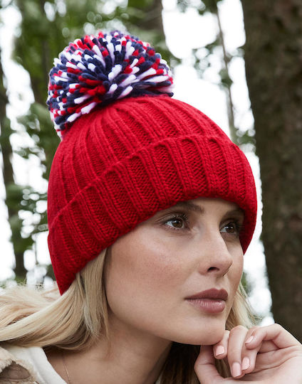 Beanie Unisex Σκούφος Πλεκτός σε Κόκκινο χρώμα