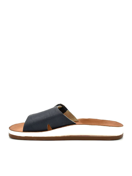 Leather Women's Flat Sandals in Blue Color