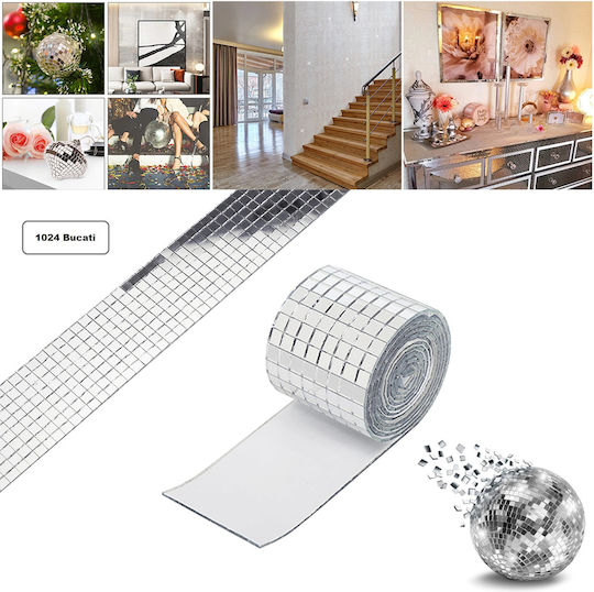Bandă adezivă pentru oglinzi pentru designul casei și obiecte decorative, 1024 bucăți, dimensiune 4 X 100 cm, argintiu, Original Deals®