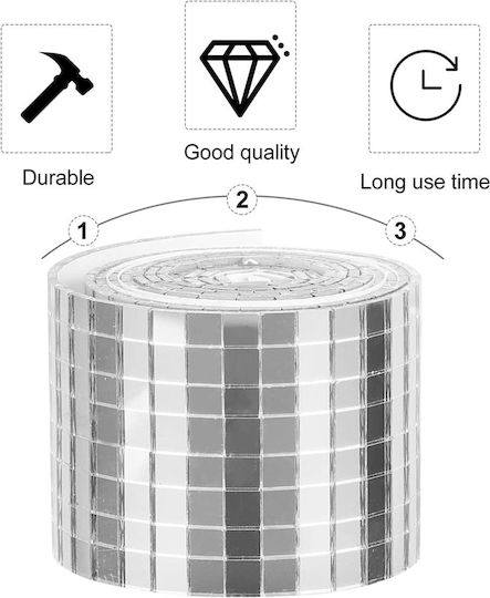 Bandă adezivă pentru oglinzi pentru designul casei și obiecte decorative, 1024 bucăți, dimensiune 4 X 100 cm, argintiu, Original Deals®